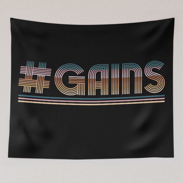 Item preview, Gains Gym Bro Workout Retro Stripes designed and sold by PaperScaped.