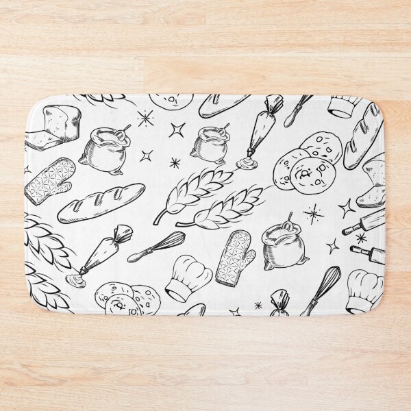 Item preview, baking cake bakers cooking food black and white pattern designed and sold by DesignYourWaystore.