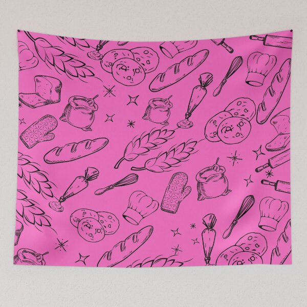 Item preview, baking cake bakers cooking food pink and black pattern designed and sold by DesignYourWaystore.
