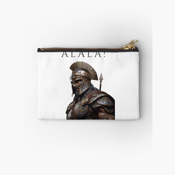 Item preview, portrait of a classical Greek hoplite soldier with his war cry "Alala" designed and sold by Trono-de-Metal.