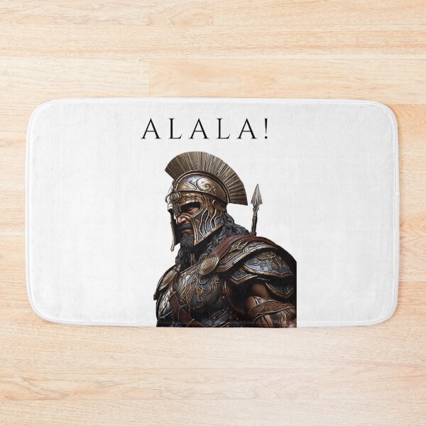 Item preview, portrait of a classical Greek hoplite soldier with his war cry "Alala" designed and sold by Trono-de-Metal.