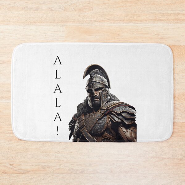 Item preview,  portrait of a classical Greek hoplite soldier with his war cry "Alala" designed and sold by Trono-de-Metal.
