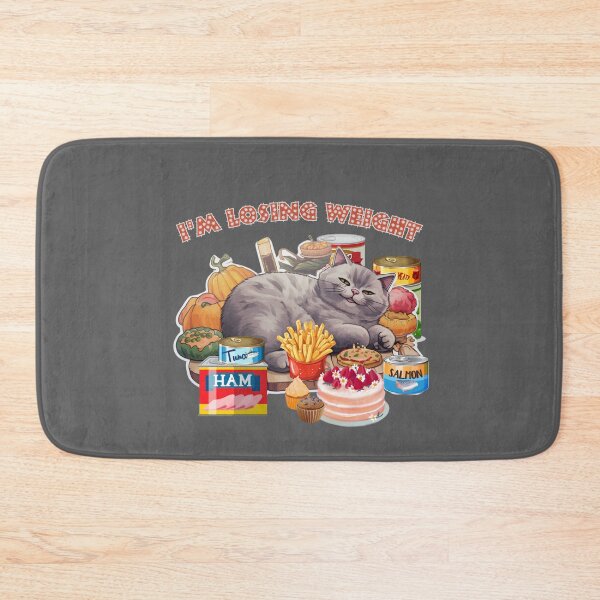 Item preview, Funny Fat Gray Cat Losing Weight Meme - Hilarious Kitty Diet Humor on Redbubble designed and sold by Blendfactor.