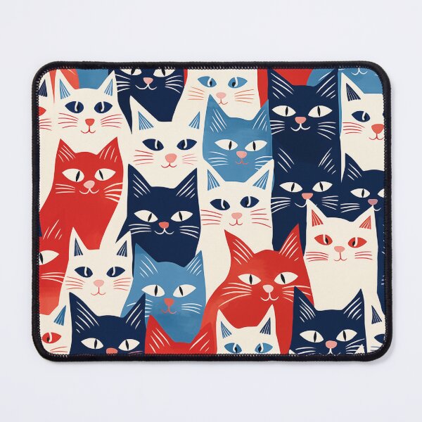 Item preview, Red, White, and Blue Cats designed and sold by ArtNouveauChic.