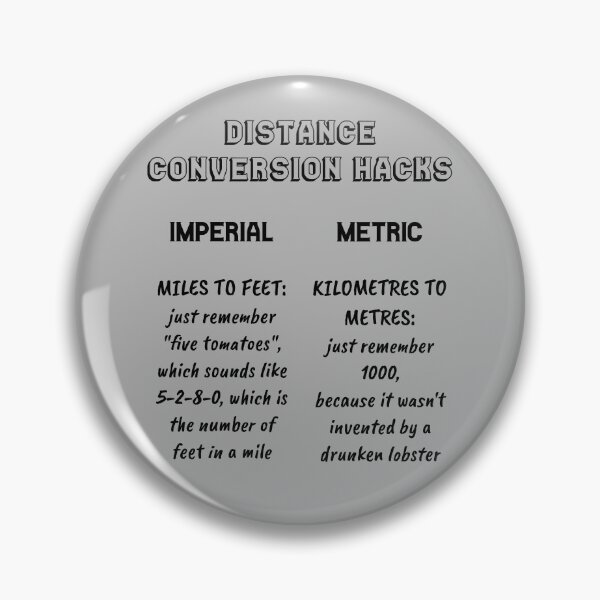 Item preview, Distance conversion hacks: imperial vs. metric (black) designed and sold by SolidEarthArt.