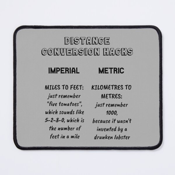 Item preview, Distance conversion hacks: imperial vs. metric (black) designed and sold by SolidEarthArt.