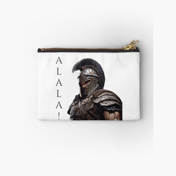 Item preview, portrait of a classical Greek hoplite soldier with his war cry "Alala" designed and sold by Trono-de-Metal.