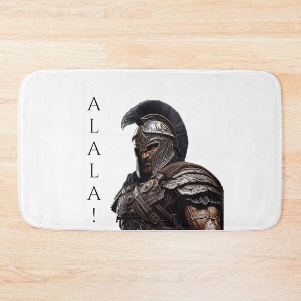 Item preview, portrait of a classical Greek hoplite soldier with his war cry "Alala" designed and sold by Trono-de-Metal.
