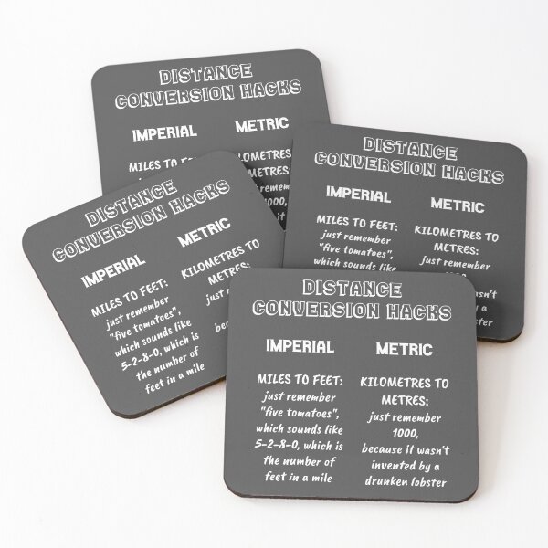 Item preview, Distance conversion hacks: imperial vs. metric (white) designed and sold by SolidEarthArt.
