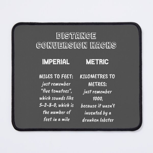 Item preview, Distance conversion hacks: imperial vs. metric (white) designed and sold by SolidEarthArt.