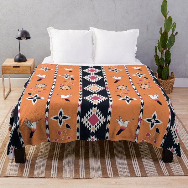 Item preview, orange Black Hummingbird Floral designed and sold by Niibidoon.