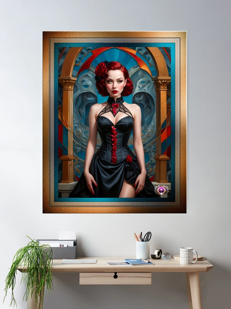 Red's Inviting Chaotic Nature Magnificent AI Concept Art Portrait by Xzendor7 Room Decor Poster Art Print Portrait