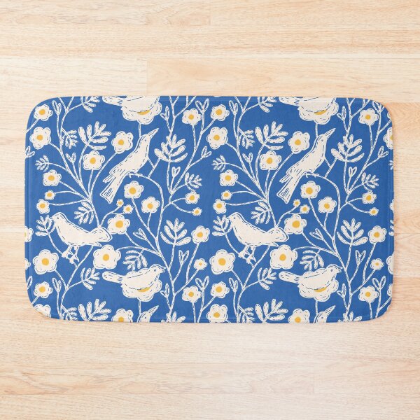Item preview,  Block Print Floral Garden Birds Blue designed and sold by susycosta.