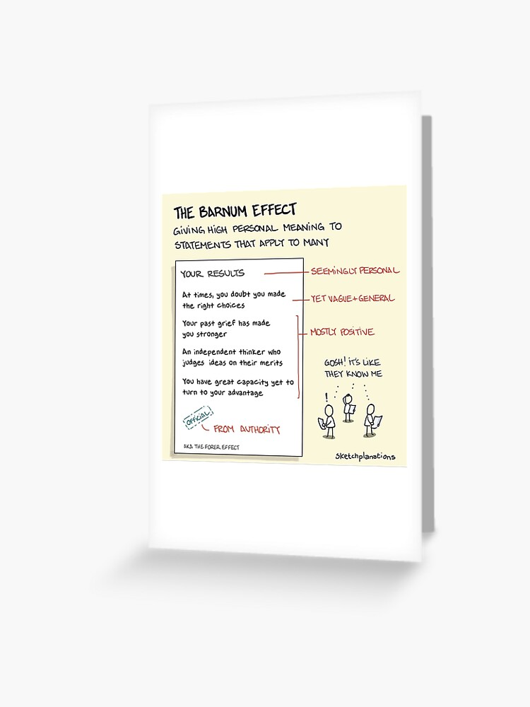 Thumbnail 1 of 2, Greeting Card, The Barnum effect designed and sold by sketchplanator.