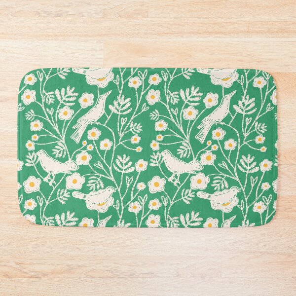 Item preview,  Block Print Floral Garden Birds Green designed and sold by susycosta.