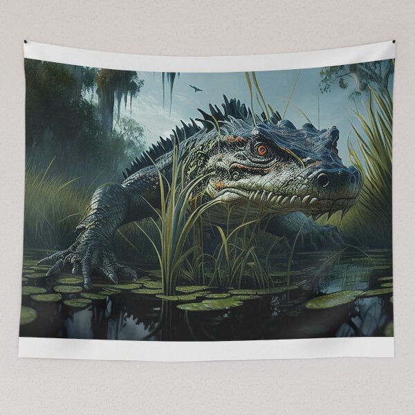 Item preview, Strange Weird Art Creative Original Artwork Monster Crocodile Swamp Gator A196 designed and sold by MPCFICTION.