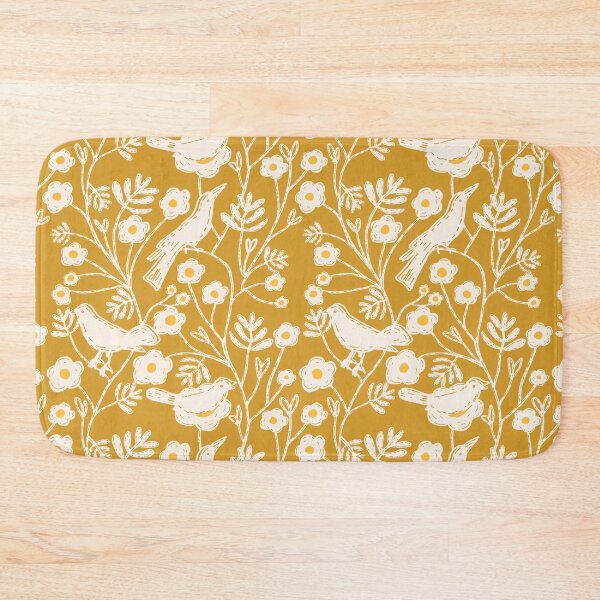 Item preview,  Block Print Floral Garden Birds Yellow designed and sold by susycosta.