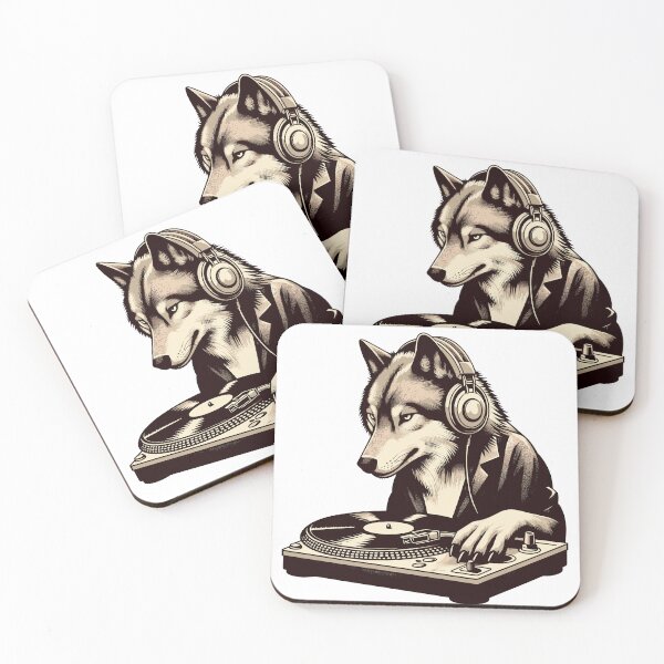 Item preview, DJ Wolf - Master of the Turntable Art Print designed and sold by BubbleCrumbs.
