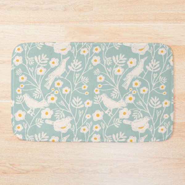 Item preview,  Block Print Floral Garden Birds Baby Blue designed and sold by susycosta.