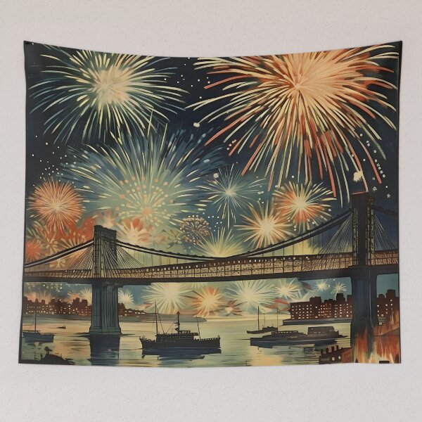 Item preview, Vintage Fireworks New Years Eve poster designed and sold by dcrc.