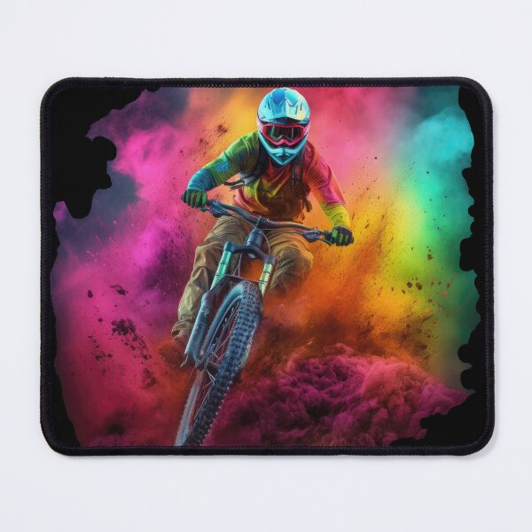 Item preview, mountain biker, mountain biking, mountain bikes in the middle of the dust designed and sold by WallGemsArt.