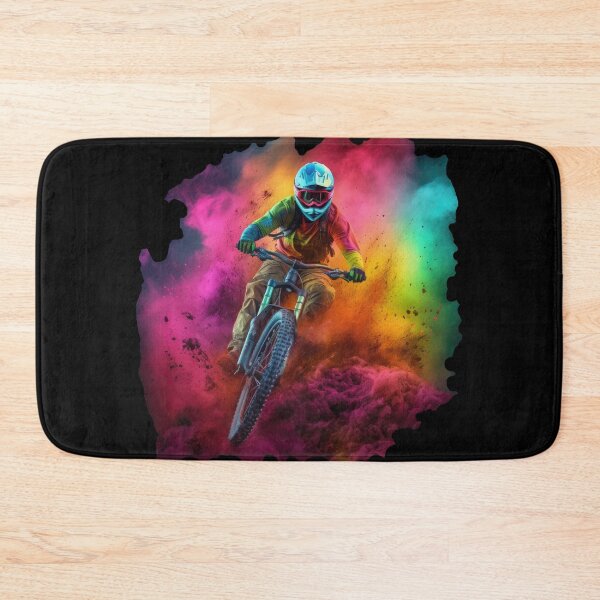 Item preview, mountain biker, mountain biking, mountain bikes in the middle of the dust designed and sold by WallGemsArt.
