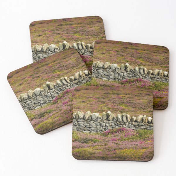 Item preview, Dry stone wall surrounded by pink heather designed and sold by bailey-cooper.