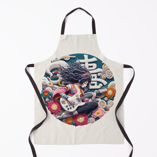 Item preview, Japanese girl playing guitar on flowers - Wool art designed and sold by GALUMARKET.