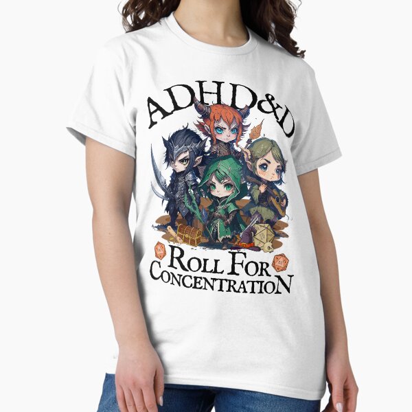Item preview, ADHD dnd adventurers: roll for concentration, neurodiversity & mental health quote designed and sold by DungeonAtelier.