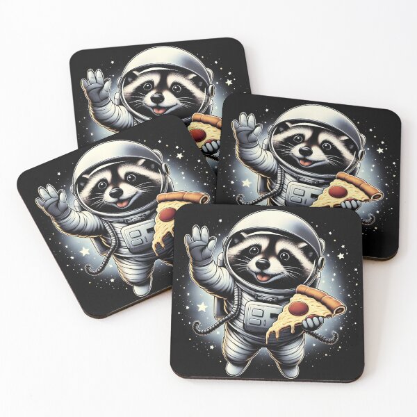 Item preview, Happy Racoon Eating Pizza in space.  designed and sold by peanut tee.