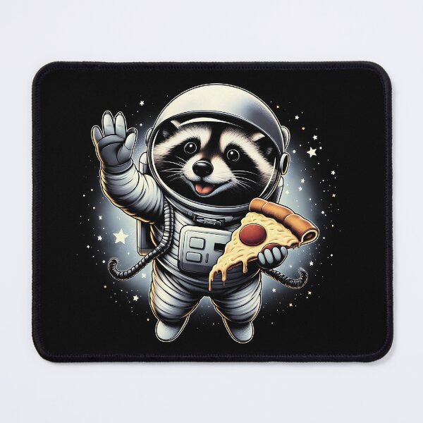 Item preview, Happy Racoon Eating Pizza in space.  designed and sold by peanut tee.