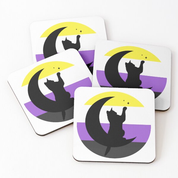 Item preview, Non-binary Pride Moon Cat designed and sold by ashstash.