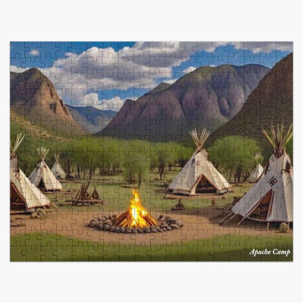 Item preview, Vivid Native American Southwest Art Jigsaw Puzzle~Decorate Your Home With Wall Art, Metal Art, Clock, Comforter, Throw Blanket, Throw Pillow, Totes, Stickers&Magnets, Desk Mats&Bath Mats, and More. designed and sold by MoreEZUSA-Here.