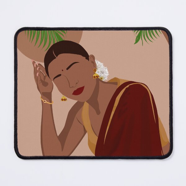 Item preview, Indian Woman in Brown saree designed and sold by ThePurplePrints.