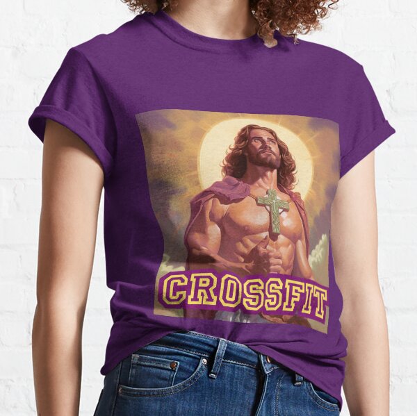 Vista previa del artículo con la obra «crossfit - buff jesus - santificadas sean tus ganancias», diseñado y vendido por Alyn8.