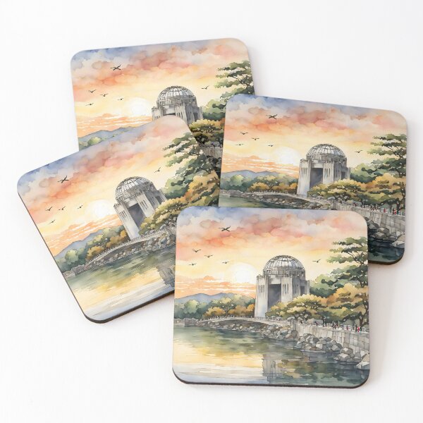 Item preview, Hiroshima Peace Memorial at Sunset: Watercolor Tranquility in Japan designed and sold by LSVart.