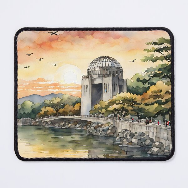 Item preview, Hiroshima Peace Memorial at Sunset: Watercolor Tranquility in Japan designed and sold by LSVart.