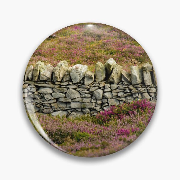Item preview, Dry stone wall surrounded by pink heather designed and sold by bailey-cooper.