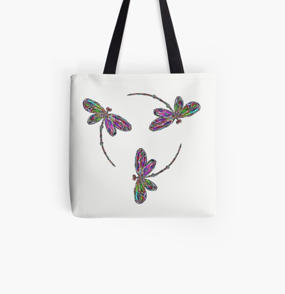 Neon Trinity Dragonflies All Over Print Tote Bag