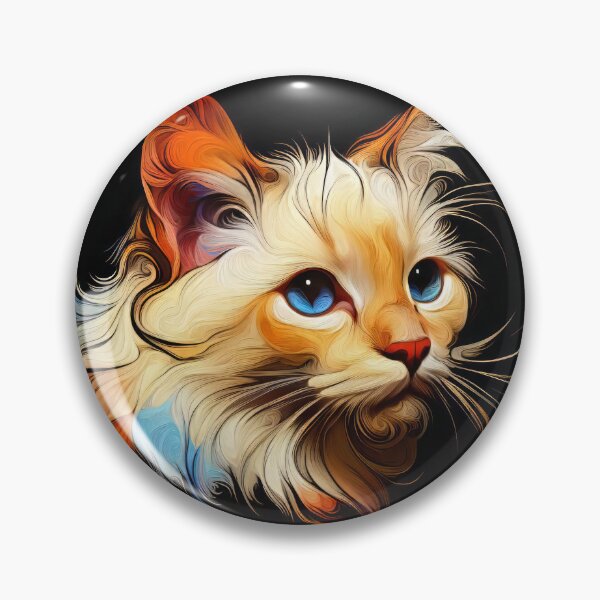Item preview, Long Haired Flame Point Siamese Cat Portrait drawing designed and sold by CattyCornerPOD.