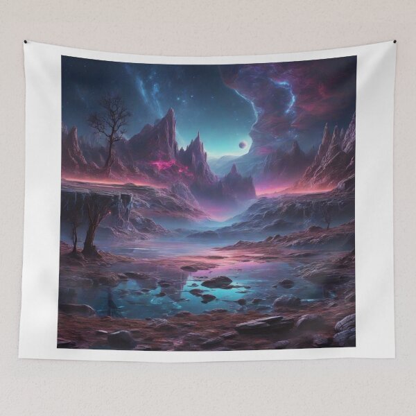Item preview, Otherworldly Panorama: Giant Valleys and Neon Illumination on an Alien World designed and sold by RedArtG09.