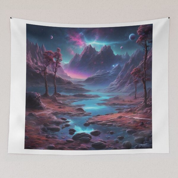 Item preview, Exoplanetary Dreams: Neon Lights and Crystal Lakes in Alien Terrain designed and sold by RedArtG09.