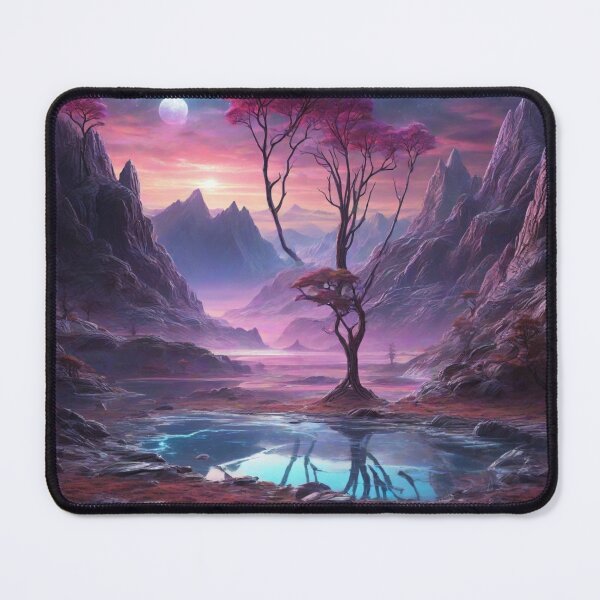 Item preview, Glowing Vistas: Alien Planet's Giant Valley and Reflective Lakescape designed and sold by RedArtG09.