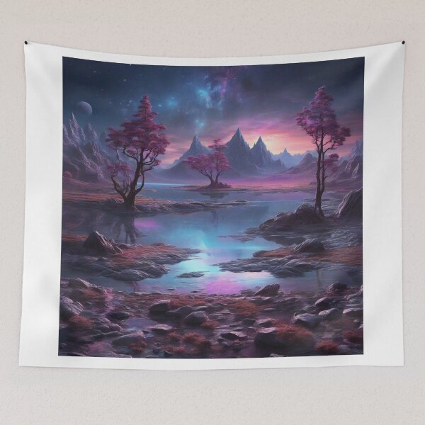 Item preview, Neon Horizons: Exploring an Alien Oasis with Crystalized Lakes designed and sold by RedArtG09.