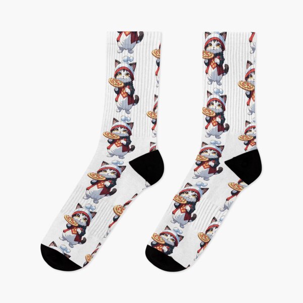 Item preview, Kawaii Cute Cat In A Hat With Pizza, For Cat Lovers, and Pizza Lovers designed and sold by ColorFlick.