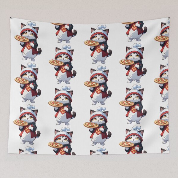 Item preview, Kawaii Cute Cat In A Hat With Pizza, For Cat Lovers, and Pizza Lovers designed and sold by ColorFlick.