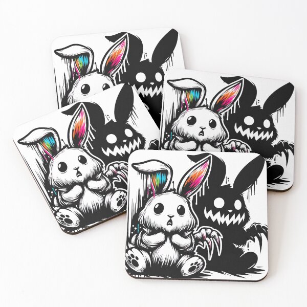 Item preview, "Dynamic Black and White Terror Rabbit: Cute Graffiti Illustration" designed and sold by Huycao211.