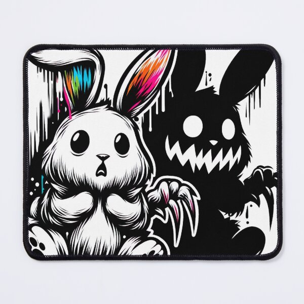 Item preview, "Dynamic Black and White Terror Rabbit: Cute Graffiti Illustration" designed and sold by Huycao211.