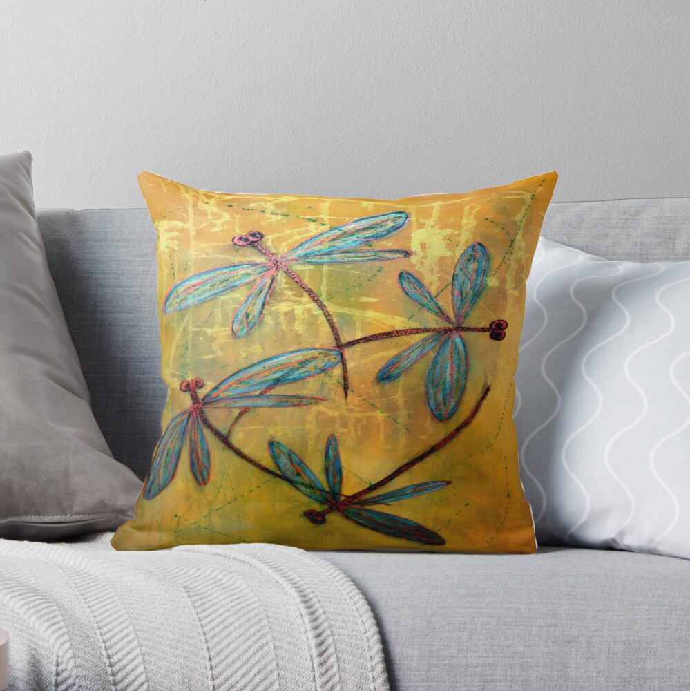 Dragonfly Haze Throw Pillow
