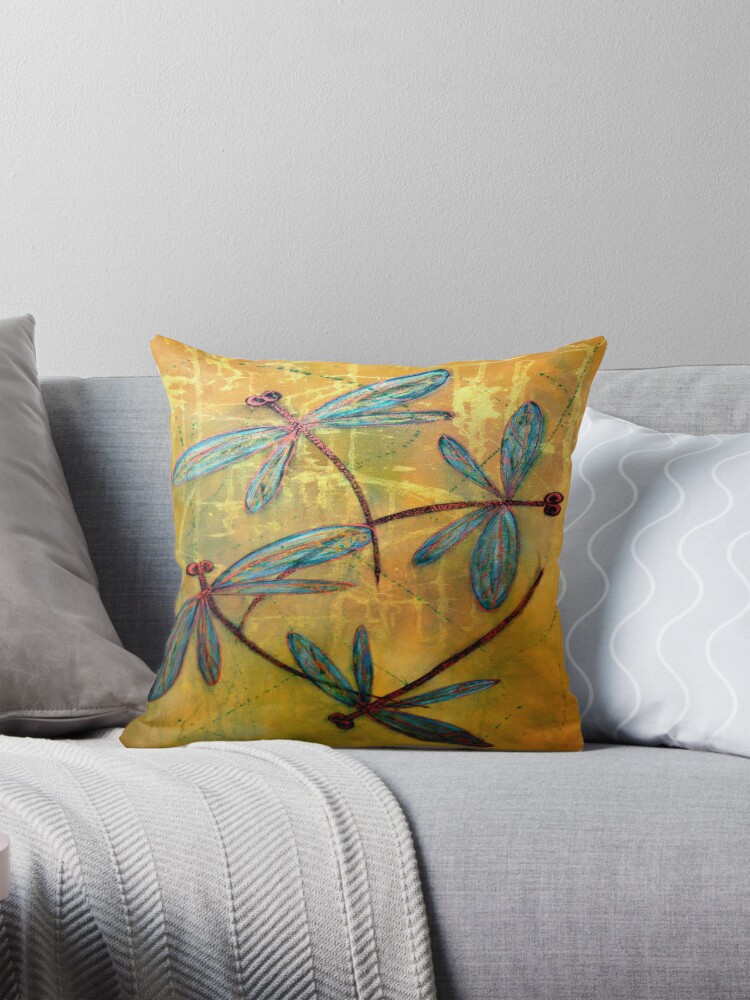 Dragonfly Haze buy Throw Pillow